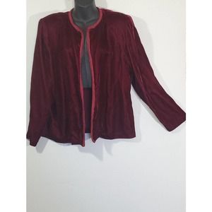 Vintage Warell Velvet 16 Open Front Burgundy Shoulder Pads Dressy Formal Jacket